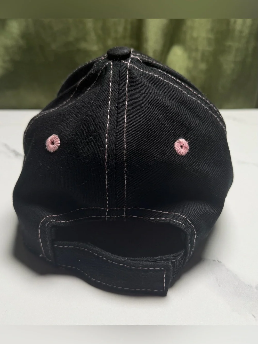 Kids Black Cap with Pink Cactus Embroidery